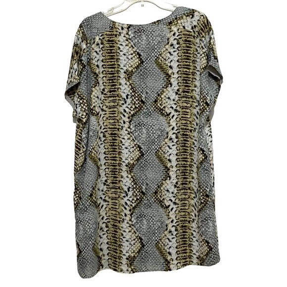 Buddy Love Snake Print Tunic Top Dress L Gray Beige Boho Cruisewear Grunge Light - Picture 3 of 5